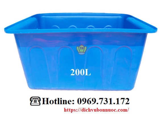 thùng chữ nhật 200l
