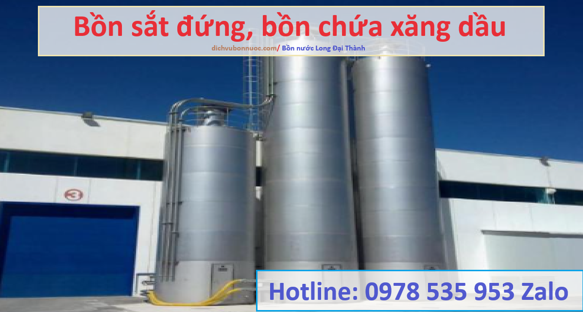 Bồn sắt đứng chứa xăng dầu