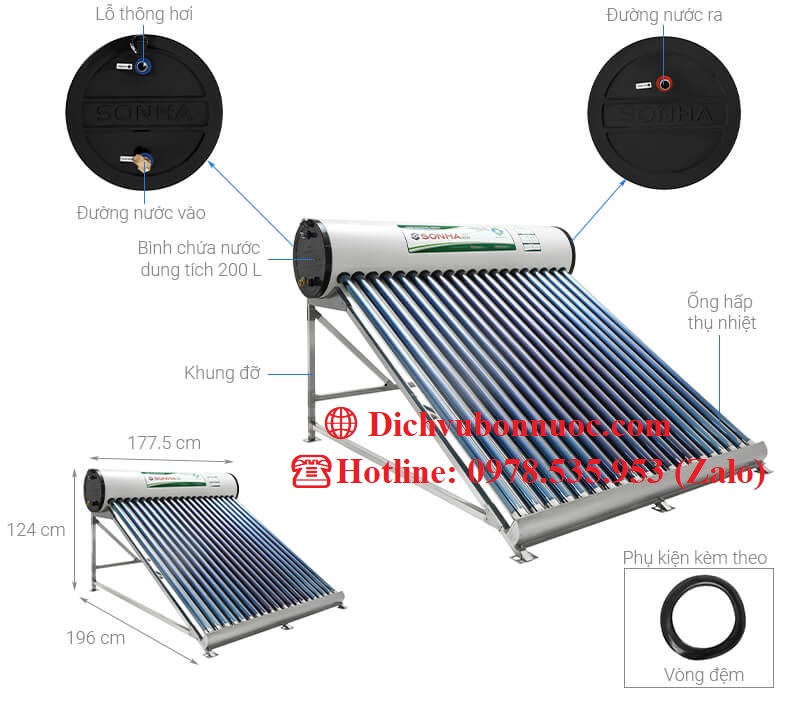 Máy nước nóng năng lượng mặt trời Sơn Hà Eco Plus