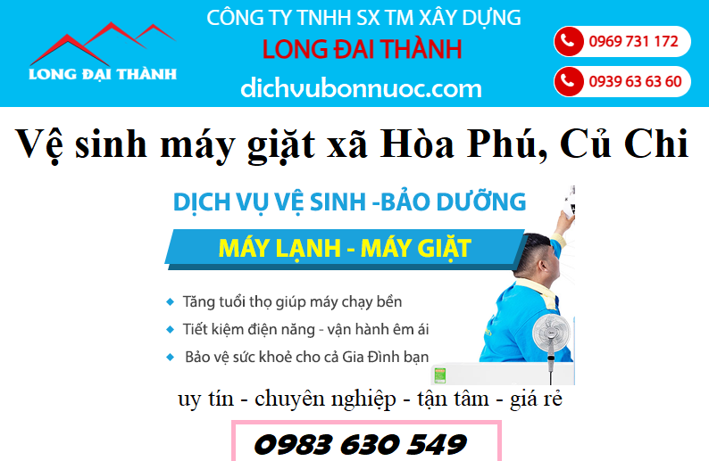 vệ sinh máy giặt xã hòa phú huyện củ chi